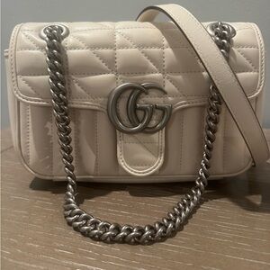 Gucci Marmont 2.0 Medium Ivory Quilted Crossbody Bag NWT